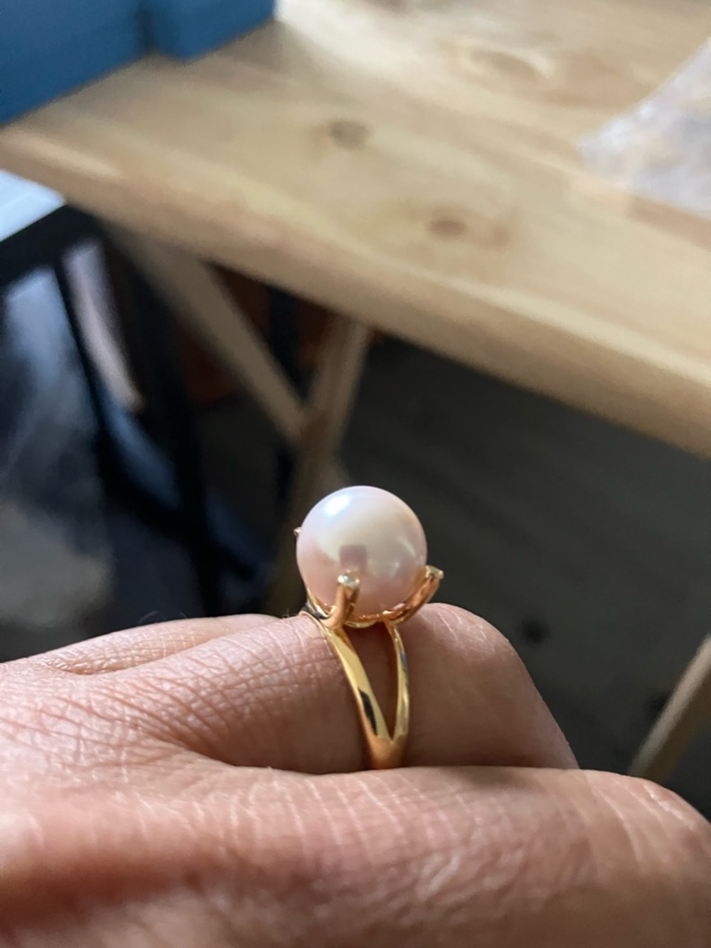 Classic 18K Yellow Gold 11MM over Sterling Silver Cultured Freshwater Pearl Ring